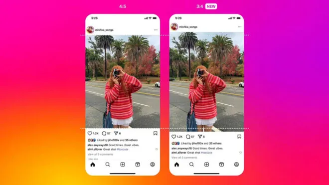Instagram artık 3:4 en boy oranına sahip fotoğraflara da destek veriyor